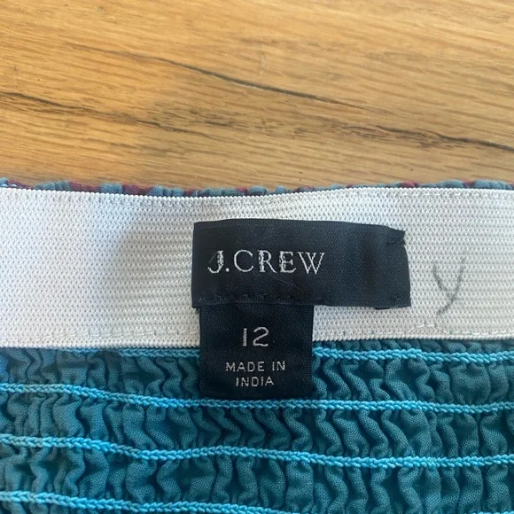 J. Crew Blue Smocked Bubble Midi Skirt - Picture 2 of 9
